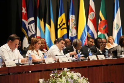 President David Granger flanked by other Heads of Government and State of the Association of Caribbean States at a recent Summit held in Havana Cuba