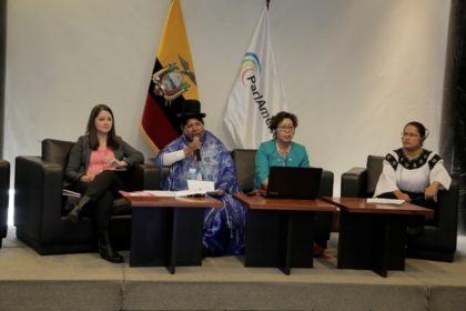 Minister within the Ministry of Indigenous Peoples’ Affairs, Valerie Garrido-Lowe at the ParlAmericas' Group of Women Parliamentarians, Ecuador