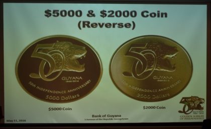 $5000 (left) and $2000  coins 