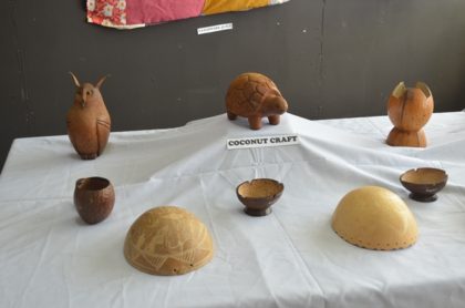 Some of the handmade coconut craft on display