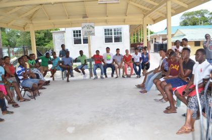 a gathering of the youth participating in an ongoing Leadership training camp at the Training Centre.