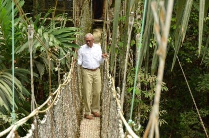 President David Granger became the first sitting Head of State to cross the Canopy Walkway at Iwokrama 