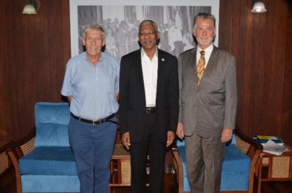 From left: Mr. Ben ter Welle, Honorary Consul of Germany to Guyana, President David Granger and His Excellency Lutz Hermann Gorgens, German Ambassador to Guyana.