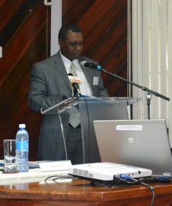 FAO Country Rep. Mr. Reuben Robertson delivering remarks at the ADRM Forum.JPG-june16