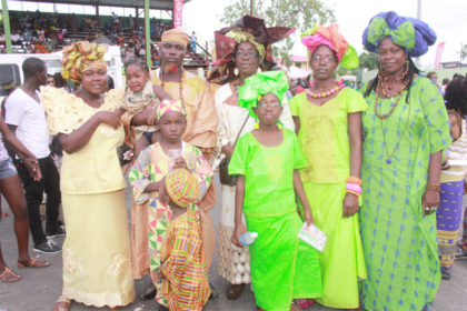 A family decked out in their African outfits at an Emancipation Day celebration