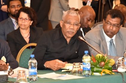 President David Granger makes a point during the Plenary session, which was held earlier today at the Pegasus Hotel