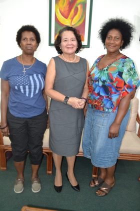 Ms. Joycelyn Thomas-Wilson, First Lady, Mrs. Sandra Granger and Ms. Dorrie Thomas-Crawford at State House  
