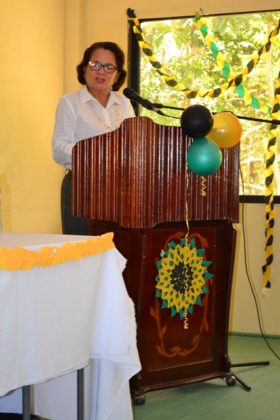 First Lady, Mrs. Sandra Granger delivers the charge to the latest group of graduates from the fourth Youth Leadership Training Programme