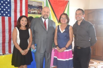 Ms. Sandra Shivdat, First Lady, Mrs. Sandra Granger, United States Ambassador to Guyana, His Excellency Perry Holloway and United States Army Captain Christopher Hill 