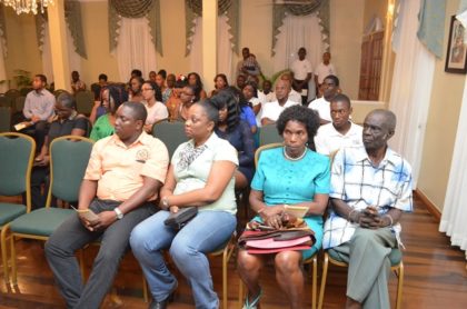 Students, teachers and well-wishers of the Guyana Industrial Training Centre at the launch of the centre’s 50th anniversary celebrations.