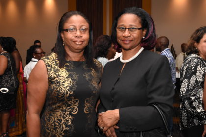 Chief Justice Yonette Cummings-Edwards (right) and Madam Justice Roxanne Bernard (left) at the opening ceremony of Hague Convention Centre.