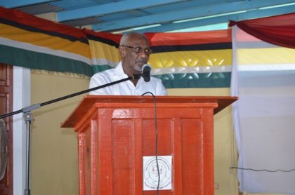 Minister within the Ministry of Social Protection Keith Scott delivering the feature address at the National Training Project for Youth Empowerment graduation ceremony at the Upper Corentyne Industrial Training Center