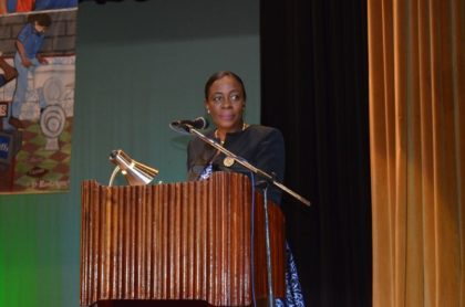 Minister within the Ministry of Education, Nicolette Henry delivering the feature address