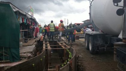 Ongoing road work at West Coast Demerara road