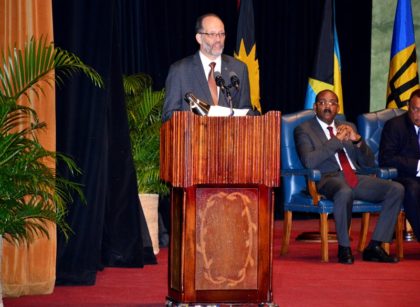 Secretary General of CARICOM, Ambassador Irwin LaRocque delivering the opening address at the Opening Ceremony of the Thirty Seventh Regular Meeting of the Conference of Heads of Government of the Caribbean Community (CARICOM), which is being held in Georgetown, Guyana from July 4-6, 2016