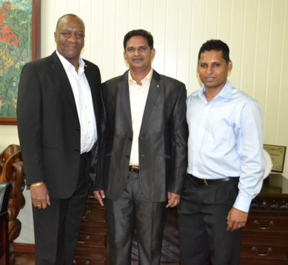 From L-R: Minister of State, Mr. Joseph Harmon, Director of The Energy and Resources Institute,  Dr. G. Rudra Rao and Mr. Shyam Nokta, Chief Representative for the Caribbean