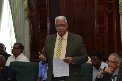 Minister of Agriculture, Noel Holder making his presentation on the Wildlife bill 2016