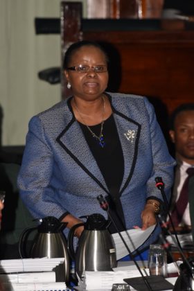 Minister of Social Protection,  Volda Lawrence speaking on the adoption of the report of the Public Accounts Committee