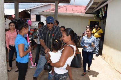 Minister of Natural Resources, Raphael Trotman meeting with residents of Moruca, Region One 