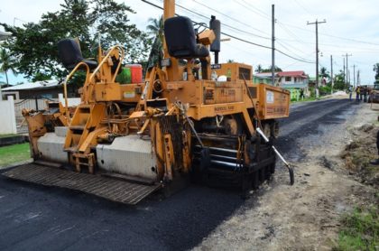 Asphalted works being carried out on the Mocha Arcadia access road, East Bank Demerara