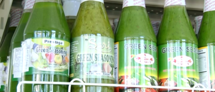 Locally manufactured, green seasoning on sale at the Guyana Shop 