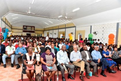 A section of the gathering at today's centenary celebrations of the Berbice High School. 