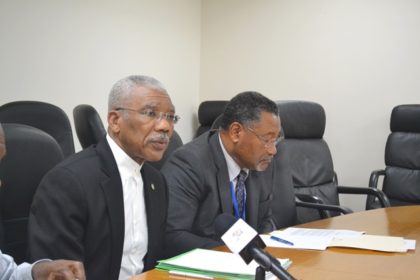 President David Granger speaking to members of the Guyana media corps during a press briefing, held at the Guyana Mission in New York 