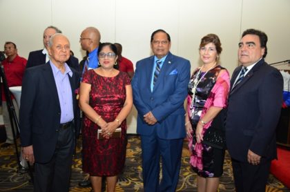 Prime Minister Moses Nagamootoo, and Mrs. Sita Nagamootoo pose with attendees at the reception in honour of Chile’s 206th Independence anniversary   