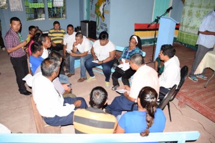 Residents of the White Water meeting with housing officials 