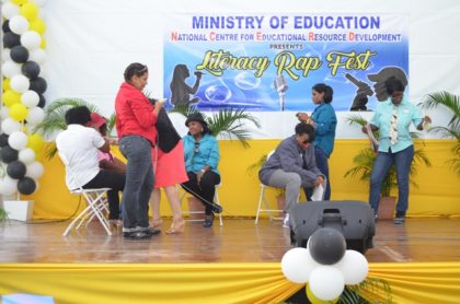 Literacy Officers of the National Literacy Unit performs at the Rap Fest