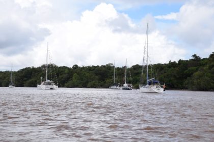 Some of the yachts docked at the Hurakabra Resort in the Essequibo River