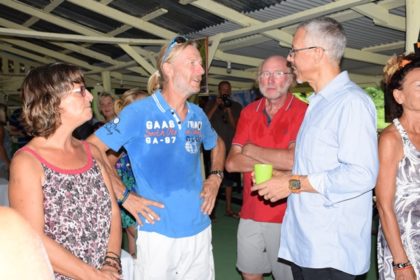 Minister of Business, Dominic Gaskin, interacting with yachters