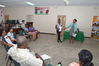 Trainees making their presentations at the commencement of the First Aid CPR Training Workshop hosted by the Guyana Tourism Authority in collaboration with the Guyana Red Cross Society 