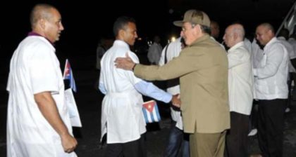 Cuban Medical Brigade leaving Cuba