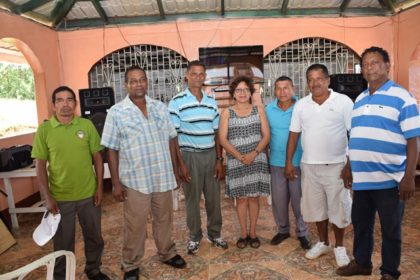 Minister within the Ministry of Indigenous Peoples’ Affairs Valerie Garrido-Lowe (Centre) with Toshaos from the various villages in Region one that received jubilee Grants