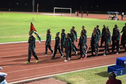Athletes representing Guyana during their March pass