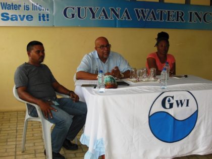 (From left to right) GWI's Executive Director of Project Implementation & Partnership Building, Mr. Ramchand Jailal; Managing Director of GWI, Dr. Richard Van West-Charles and Timehri North's Community Development Council Chairperson, Ms. Carmen Simon.