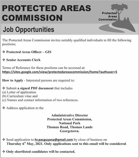 Protected Areas Commission – Vacancies – Protected Areas Officer