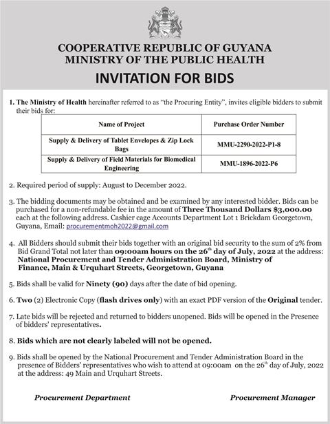 9in x 4col Ministry of Public Health IFB new