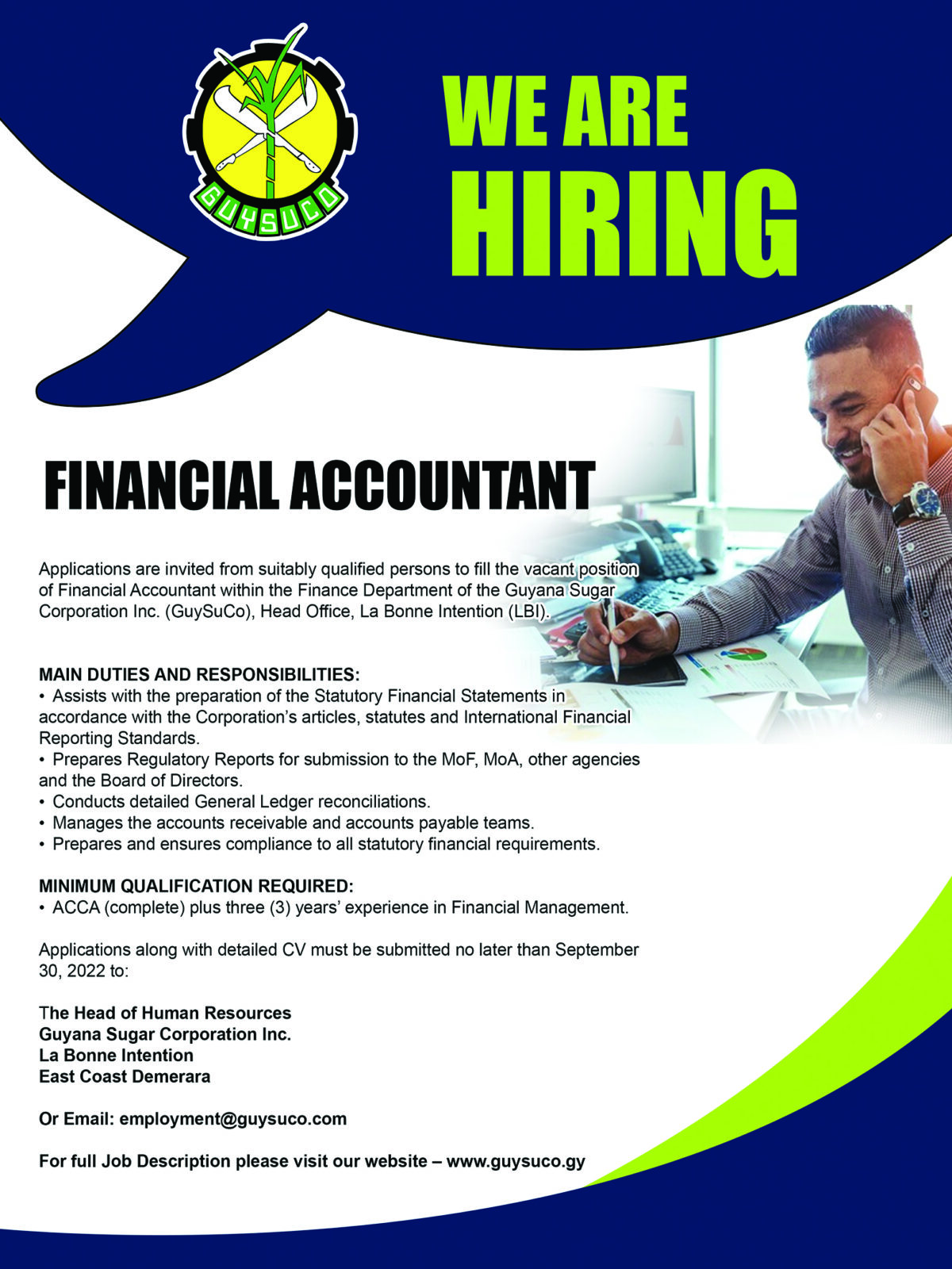 Guyana Sugar Corporation Inc – Vacancy – Financial Accountant ...