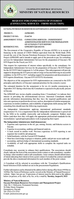 Ministry Of Natural Resources – Request For Expressions Of Interest ...